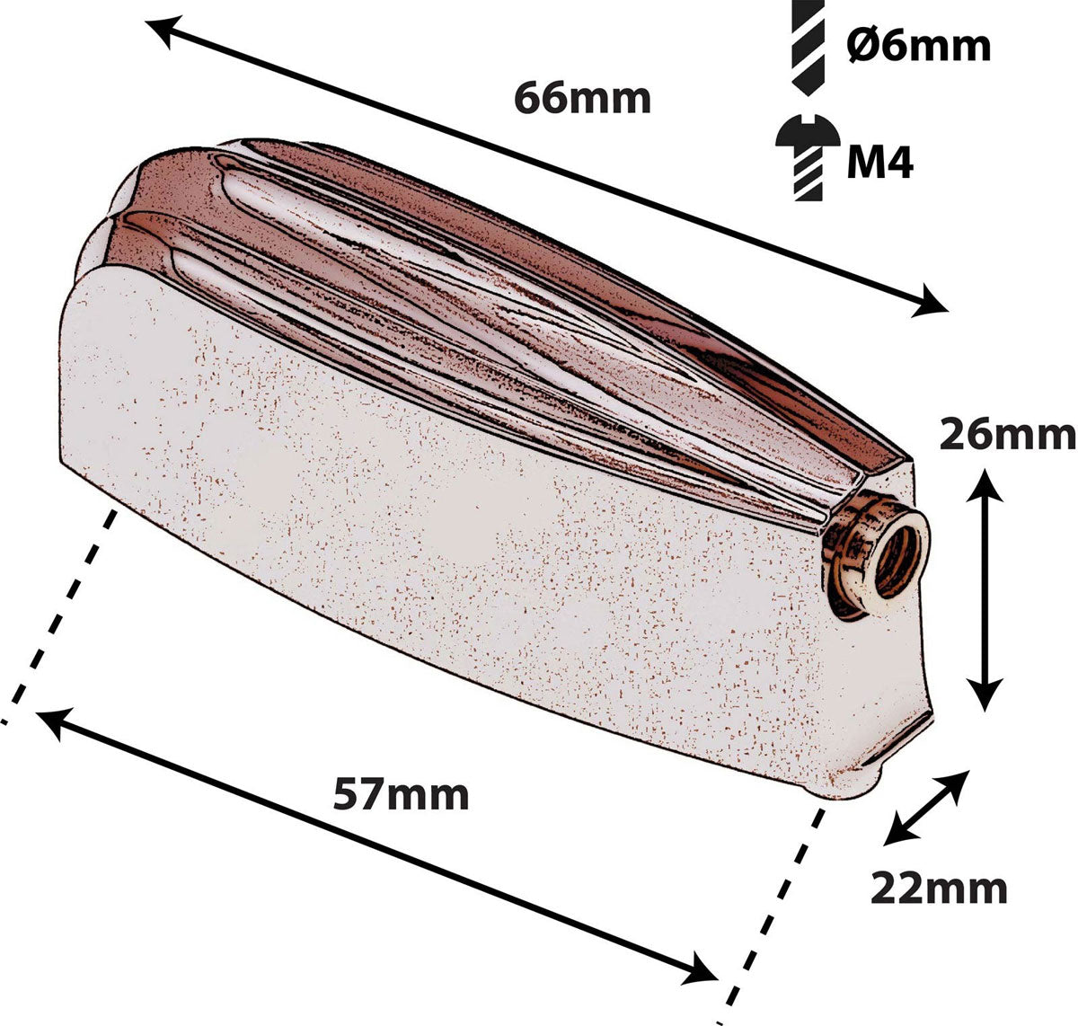 L23Bd-Co Bass Drum Lug 57Mm Copper X1