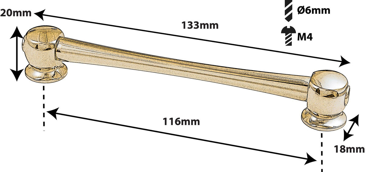 TL11D116-BR TUBE LUG BRASS 116MM DOUBLE ENDED X1