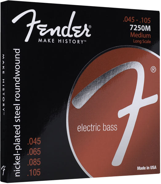 7250 Bass Strings, Nickel Plated Steel, Long Scale, 7250M .045-.105 Gauges, (4)