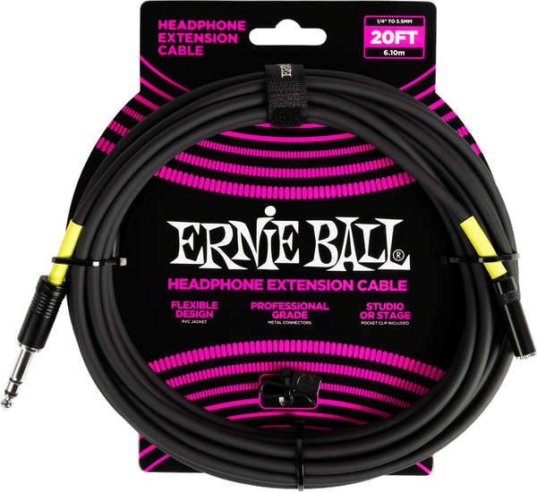 Ernie Ball Effects Stereo Jack To Mini-Jack Extension 6M Black