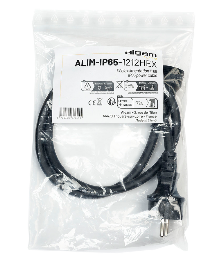 IP65 power cable for IP Par 1212 Hex