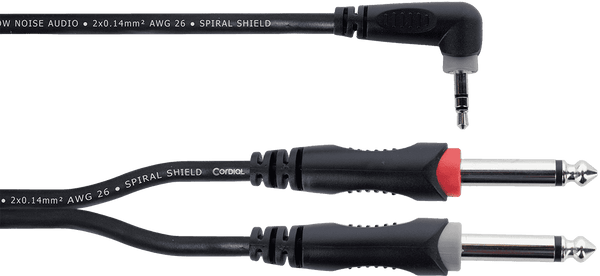 Y-Cable Angled Stereo Mini-Jack / 2 Mono Jacks 3 M