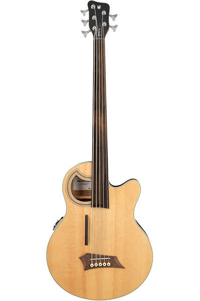 RockBass Alien Deluxe Hybrid Thinline 5 Fretless Natural Satin