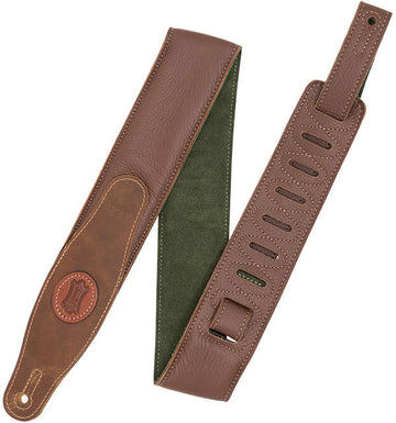 PADDED LEATHER STRAP WITH COLORED SUEDE BACK 6,35 CM - BROWN-GREEN