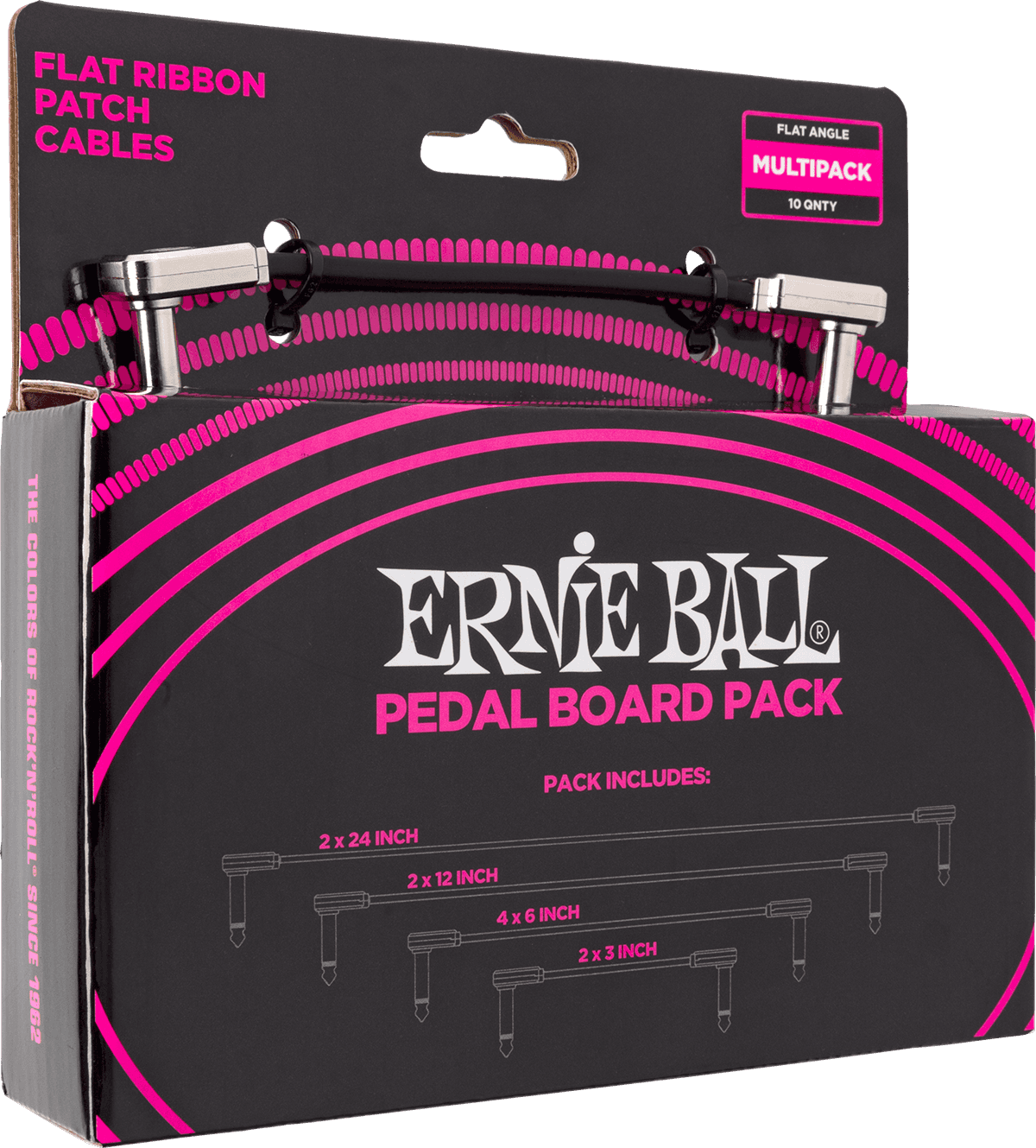 Pedalboard Pack - 10 Patch in 4 Assorted Lengths- Angled Thin & Flat