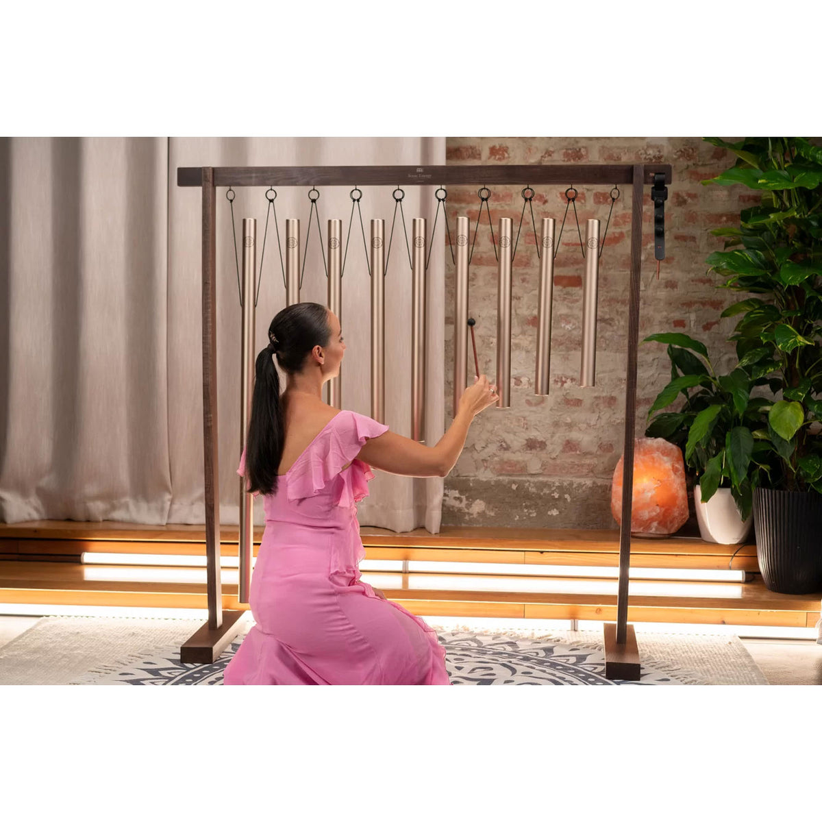 9-piece Sound Bath Tube Chime Solfeggio Set Champagne gold