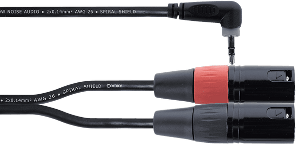 Y Cable Angled Stereo Mini-Jack / 2 Male XLR 3 M