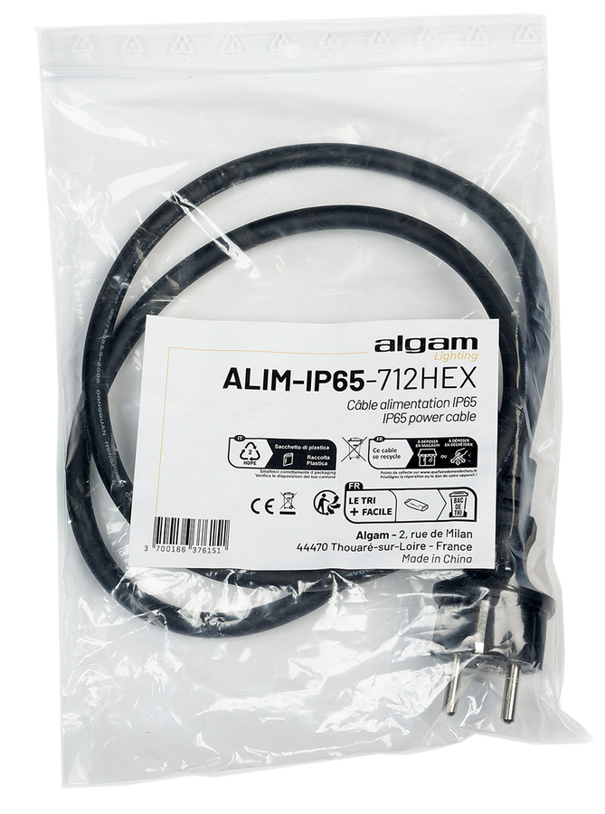 IP65 power cable for IP Par 712 Hex