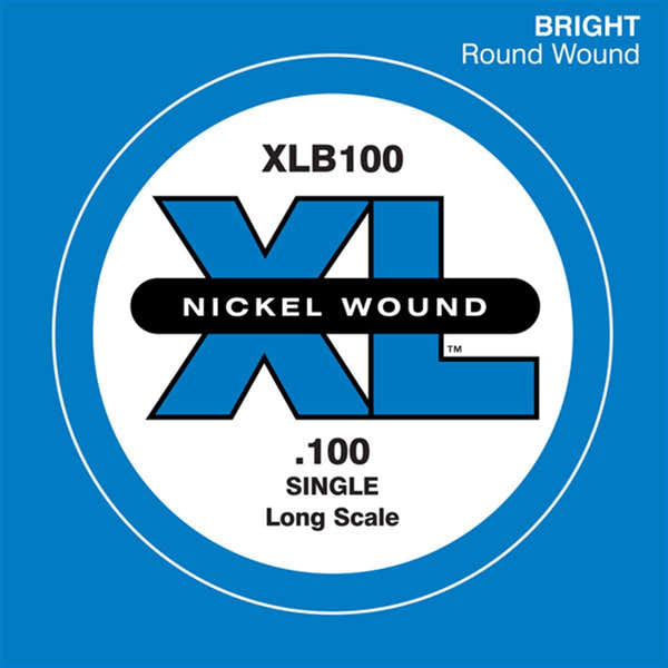 D'ADDARIO XLB100 NICKEL WOUND BASS GUITAR SINGLE STRING LONG SCALE .100