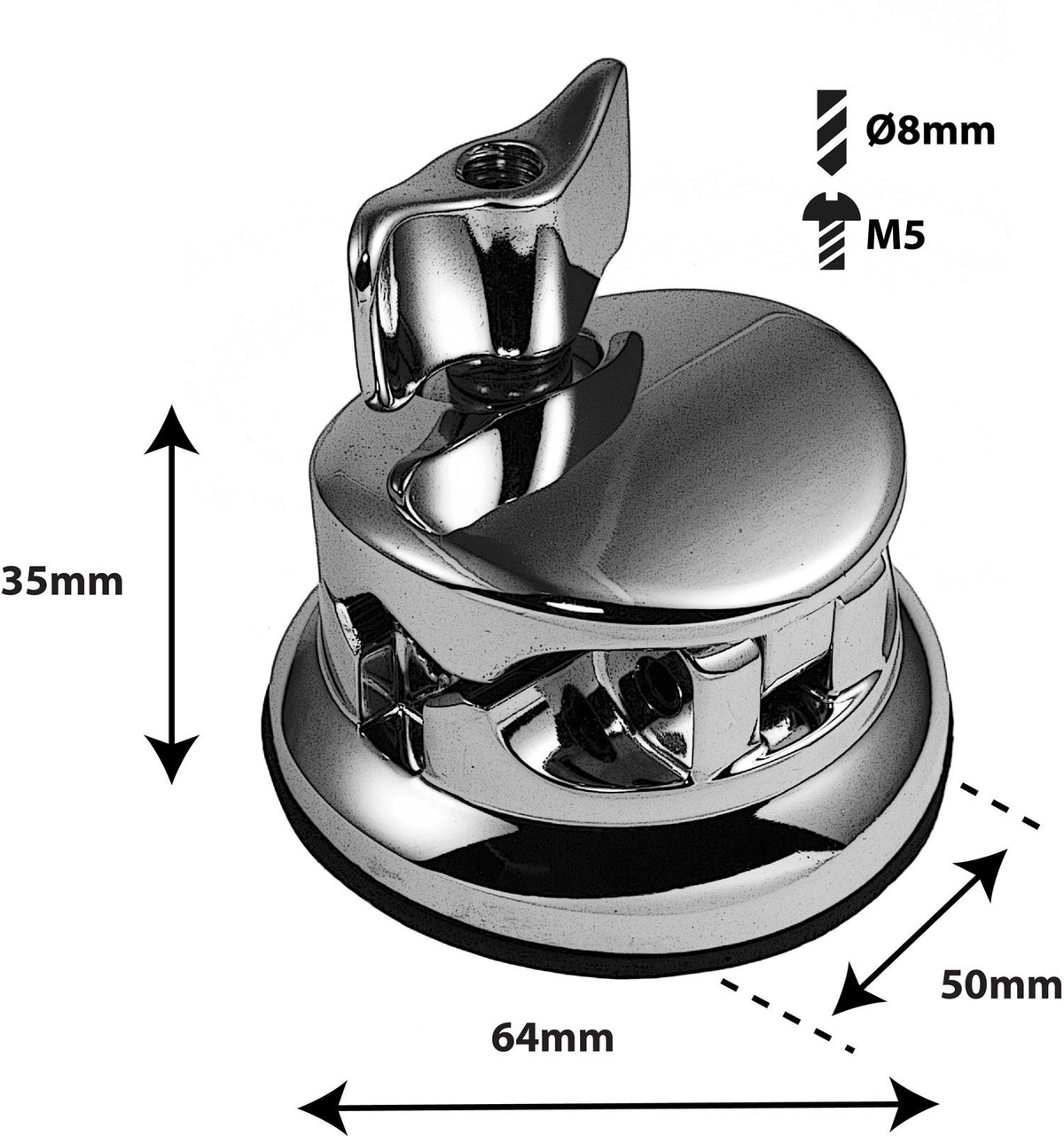 TB5BK - Deluxe Round Tom / Floor Tom Bracket 50mm - Black (x1)