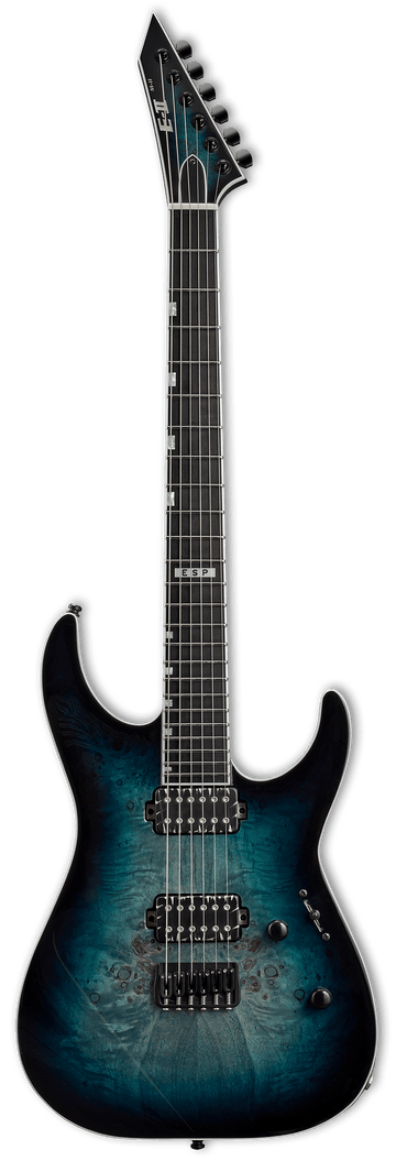 E-Ii M-Ii Hipshot Burl Maple Mercury Blue Burst