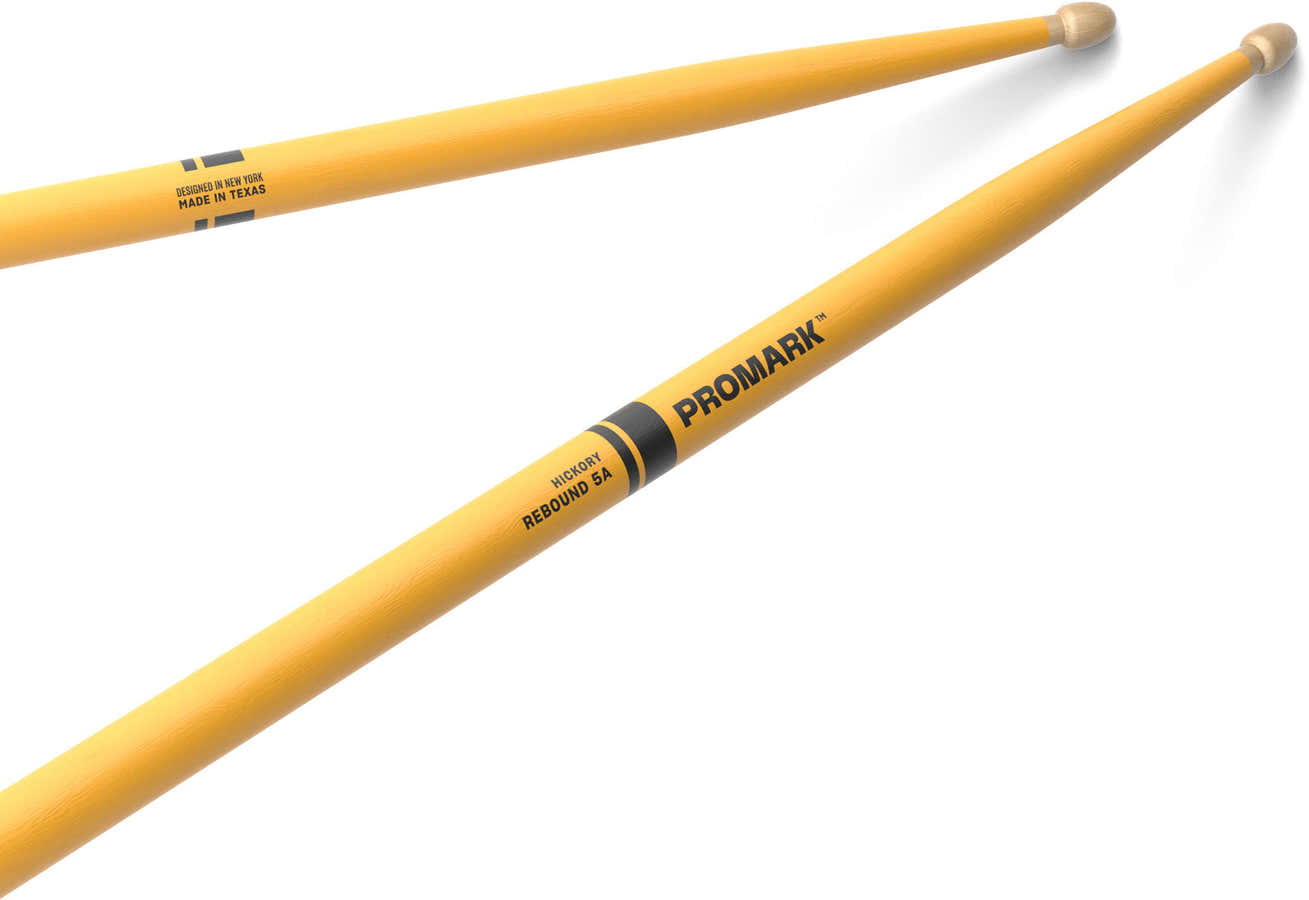 RBH565AW-YELLOW - Rebound 5A Painted Yellow Hickory Drumstick Acorn Wood Tip