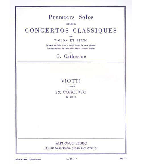 Leduc VIOTTI - SOLO N°1 DU CONCERTO N°20 (VIOLON / PIANO)