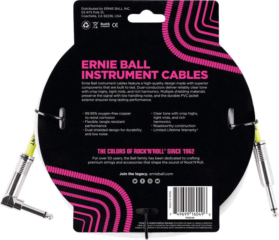 Instrument Cables Classic Jack/jack Angled 3M White