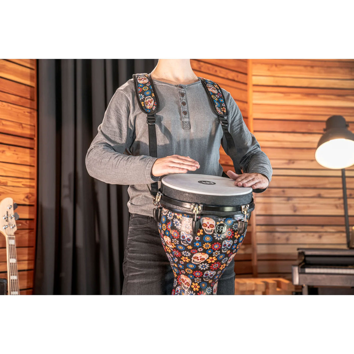 MDJS1DA PERCUSSION DESIGNER DJEMBE STRAP DAY OF THE DEAD