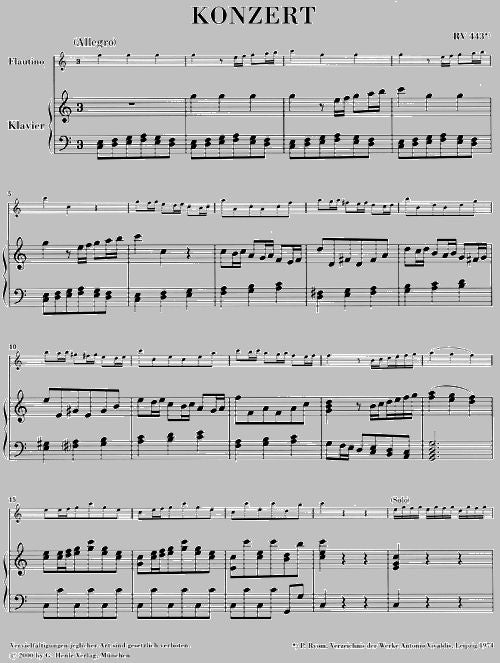 Vivaldi A. - Concerto For Flautino (Recorder/Flute) And Orchestra C Major Op. 44 11 Rv 443