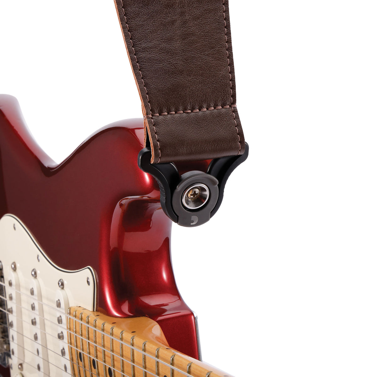 COMFORT LEATHER AUTO LOCK GUITAR STRAP BROWN