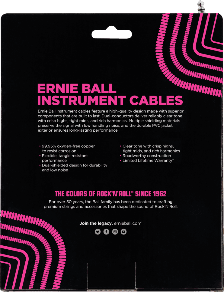 Twisted Instrument Cables Jack/jack Angled 9M White