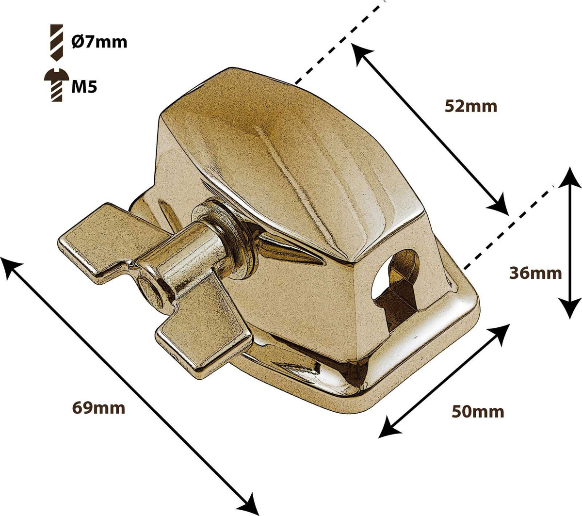 TB8BR - Tom / Floor Tom Bracket Ø9.5-10.5mm Legs - 52mm Brass (x1)