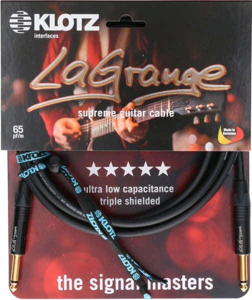 Klotz LA-GRANGE INSTR.CABLE BK 4.5M,JACK 2P - JACK 2P GOLD CONTACT