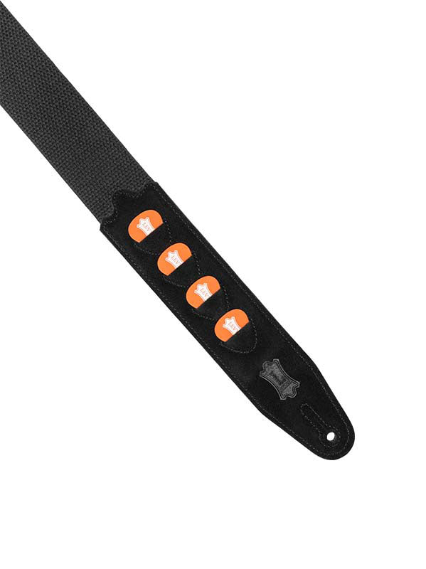 COTTON STRAP WITH 4 PICK HOLDERS 5 CM - BLACK