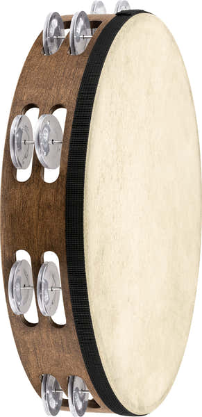 Meinl PERCUSSION 12 TAMBURELLO WALNUT BROWN GOAT SKIN ALUMINUM JINGLES - FD12TAM