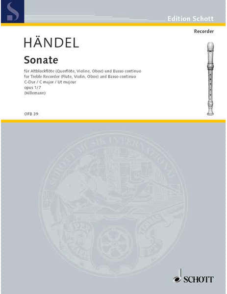 Schott Handel G.F. - Four Sonatas Op 1 Hwv 365 - Treble Recorder (Flute Violin Oboe) And Basso Continuo