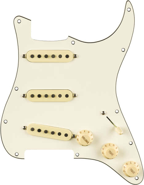 Pre-Wired Strat Pickguard Pure Vintage '65 with RWRP Middle Parchment 11 Hole PG