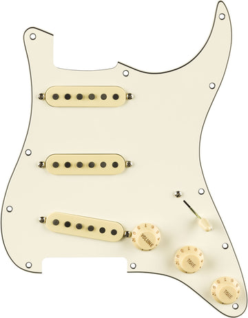 Pre-Wired Strat Pickguard Pure Vintage '65 with RWRP Middle Parchment 11 Hole PG