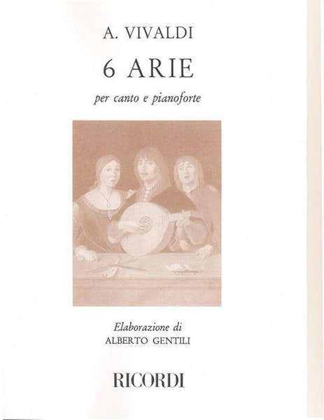 Ricordi VIVALDI A. - 6 ARIE - CHANT ET PIANO