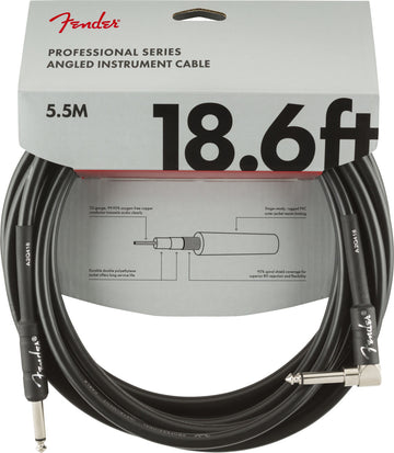 PROFESSIONAL INSTRUMENT CABLE STRAIGHT/ANGLE 18.6' BLACK