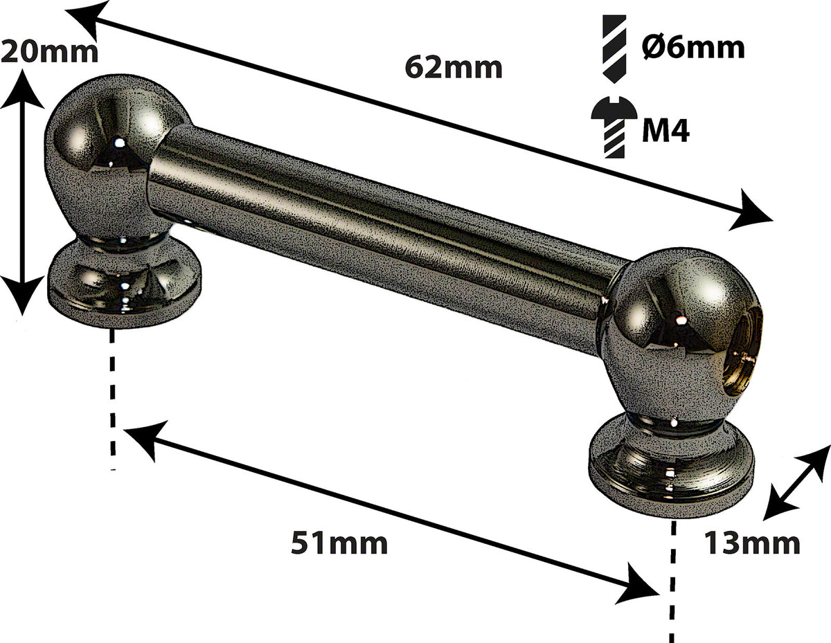 TL1D51-BK - TUBE LUG BLACK - 51MM - DOUBLE ENDED (X1)