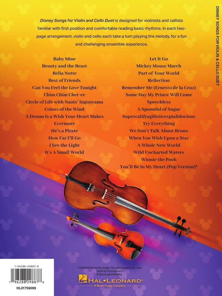 Disney Songs For Violin And Cello Duet