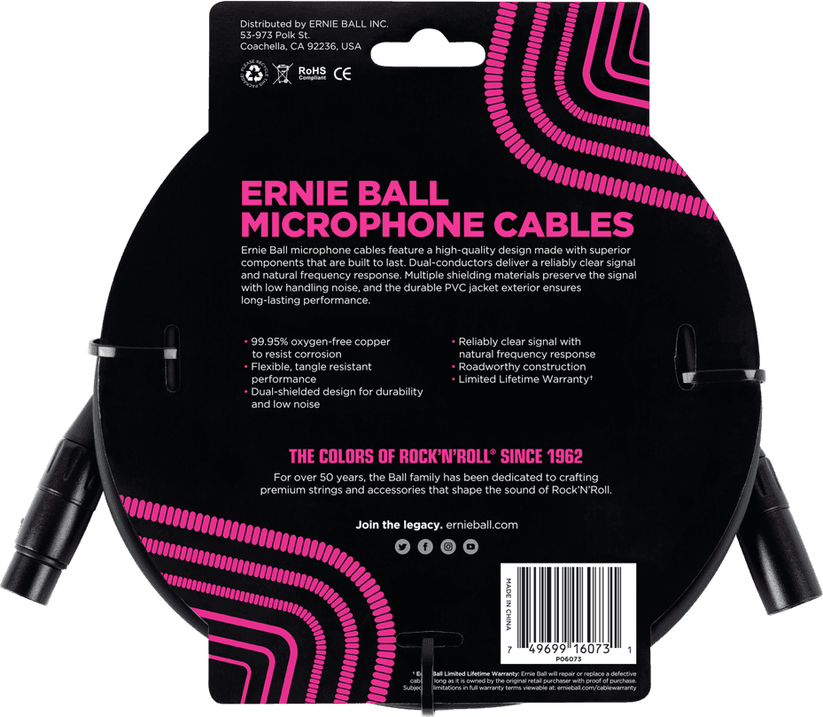 25' MALE / FEMALE XLR MICROPHONE CABLE