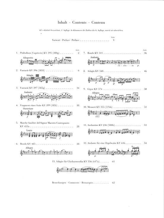 Moz W.A. - Piano Pieces, Selection
