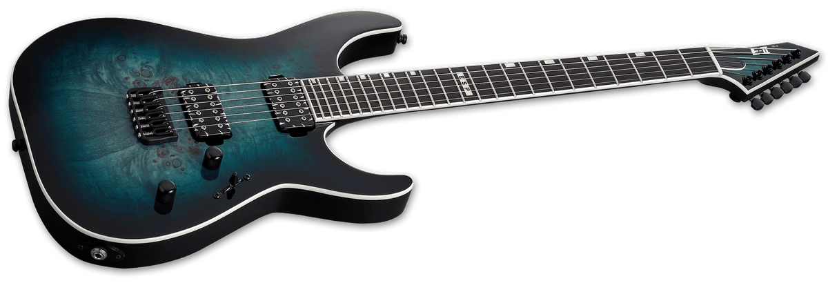 E-Ii M-Ii Hipshot Burl Maple Mercury Blue Burst