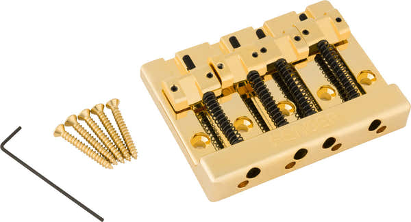 Fender HiMass 4-String Bass Bridge Assembly With Zinc Saddles Gold