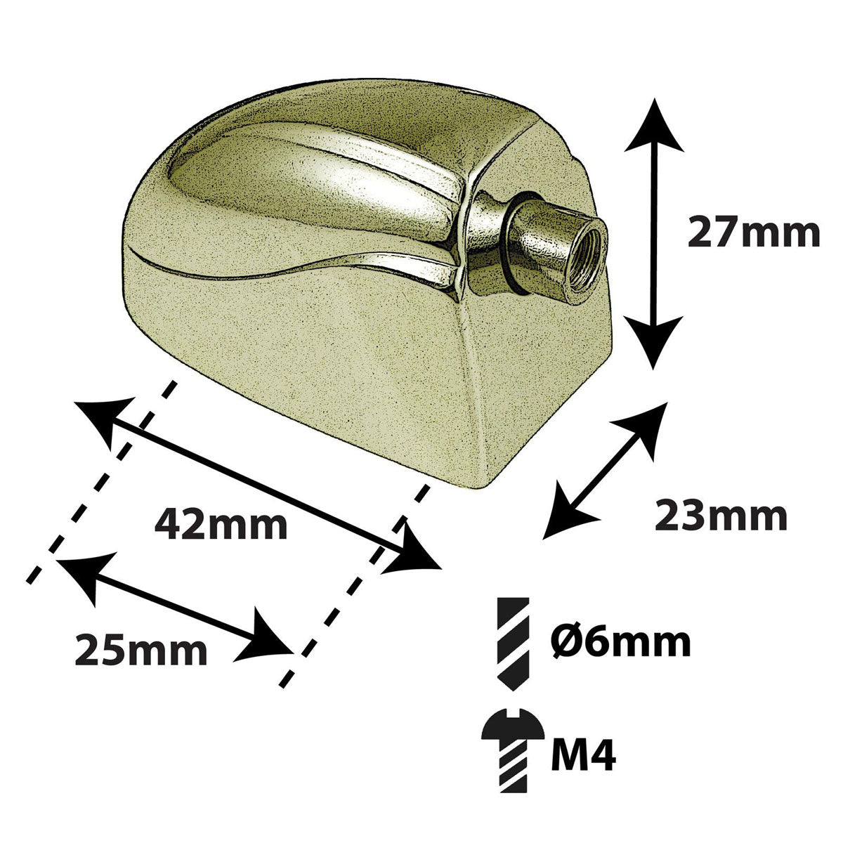 L20BD-BR Bass Drum Lug 25mm Gold X1