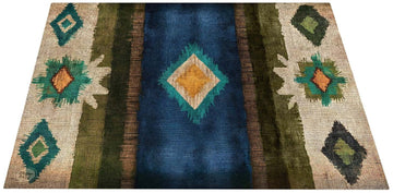 EART185-BLU - Native American Stage / Drum Mat 1.85 x 1.60m Anti-Slip - Blue