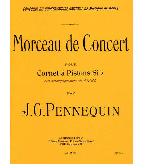 Leduc Pennequin J.G. - Morceau De Concert - Cornet A Pistons Sib & Piano