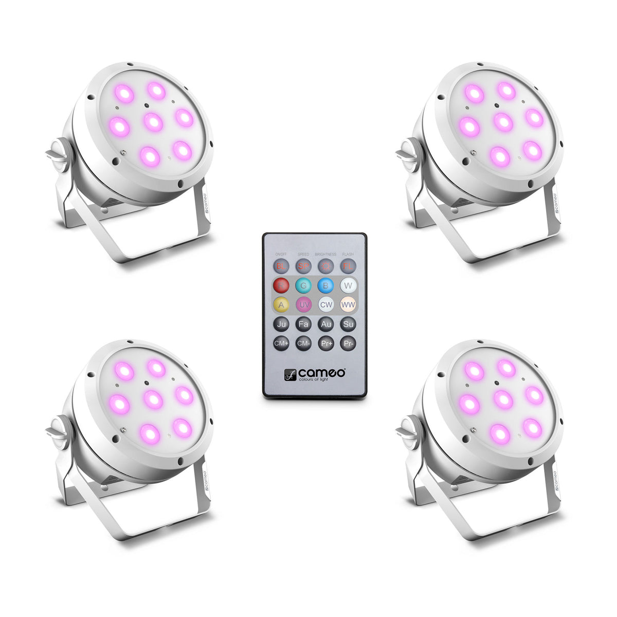 ROOT PAR 4 WH SET 1 - SET COMPOSED OF 4 X CLROOTPAR4WH WITH INFRARED REMOTE CONTROL