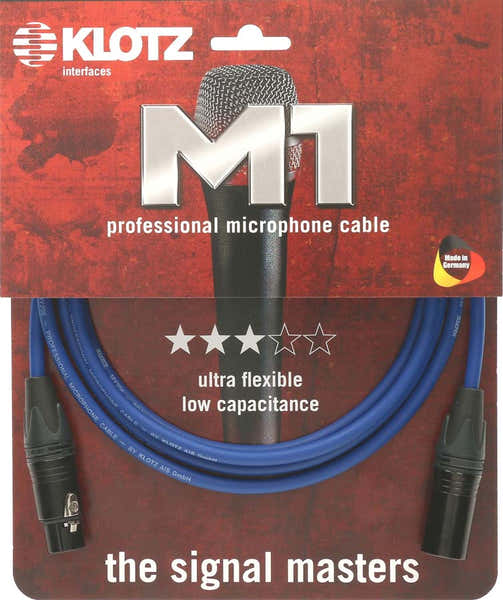 Klotz M1 MIC CABLE BLUE 5M XLR 3P. F/M NEUTRIK
