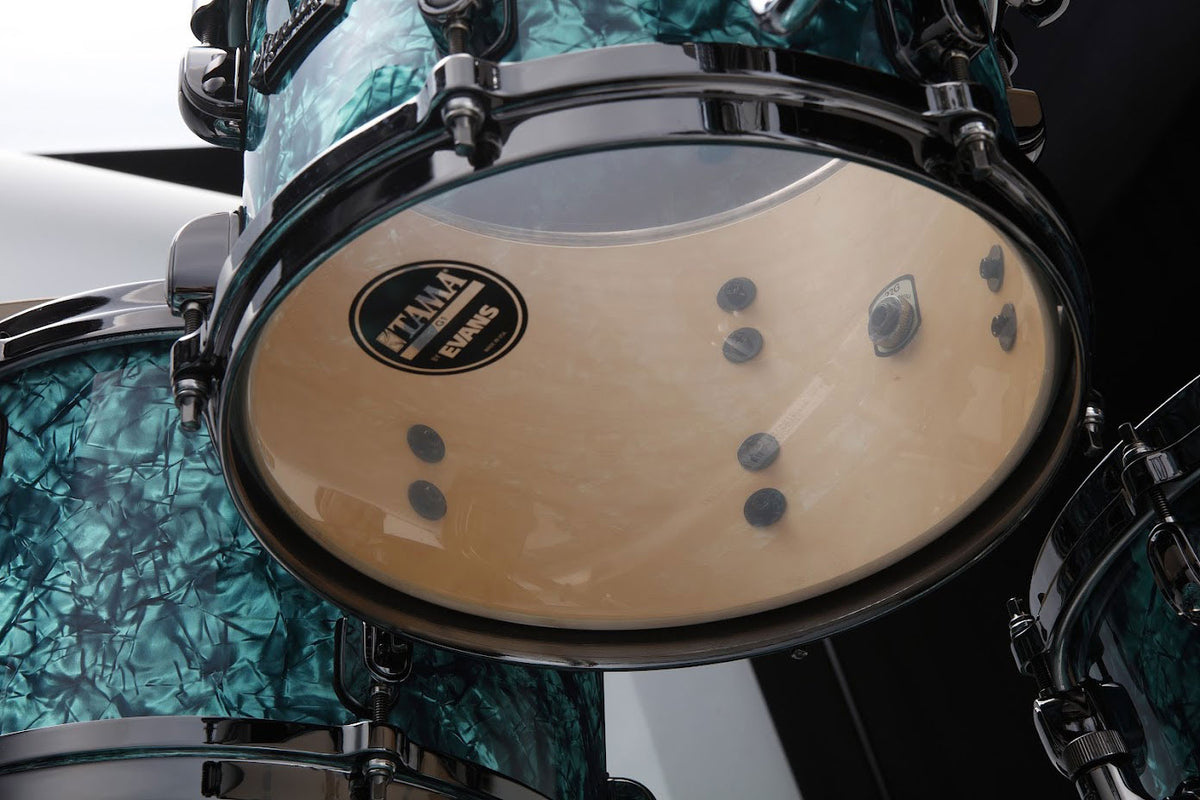 STARCLASSIC MAPLE STAGE 22 DRUM KIT BLACK NICKEL SHELL HARDWARE TURQUOISE PEARL