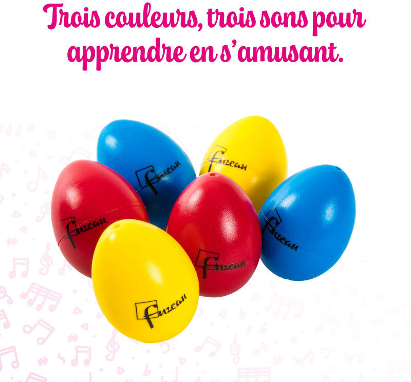Set of 3 pairs of colourful sound-making eggs