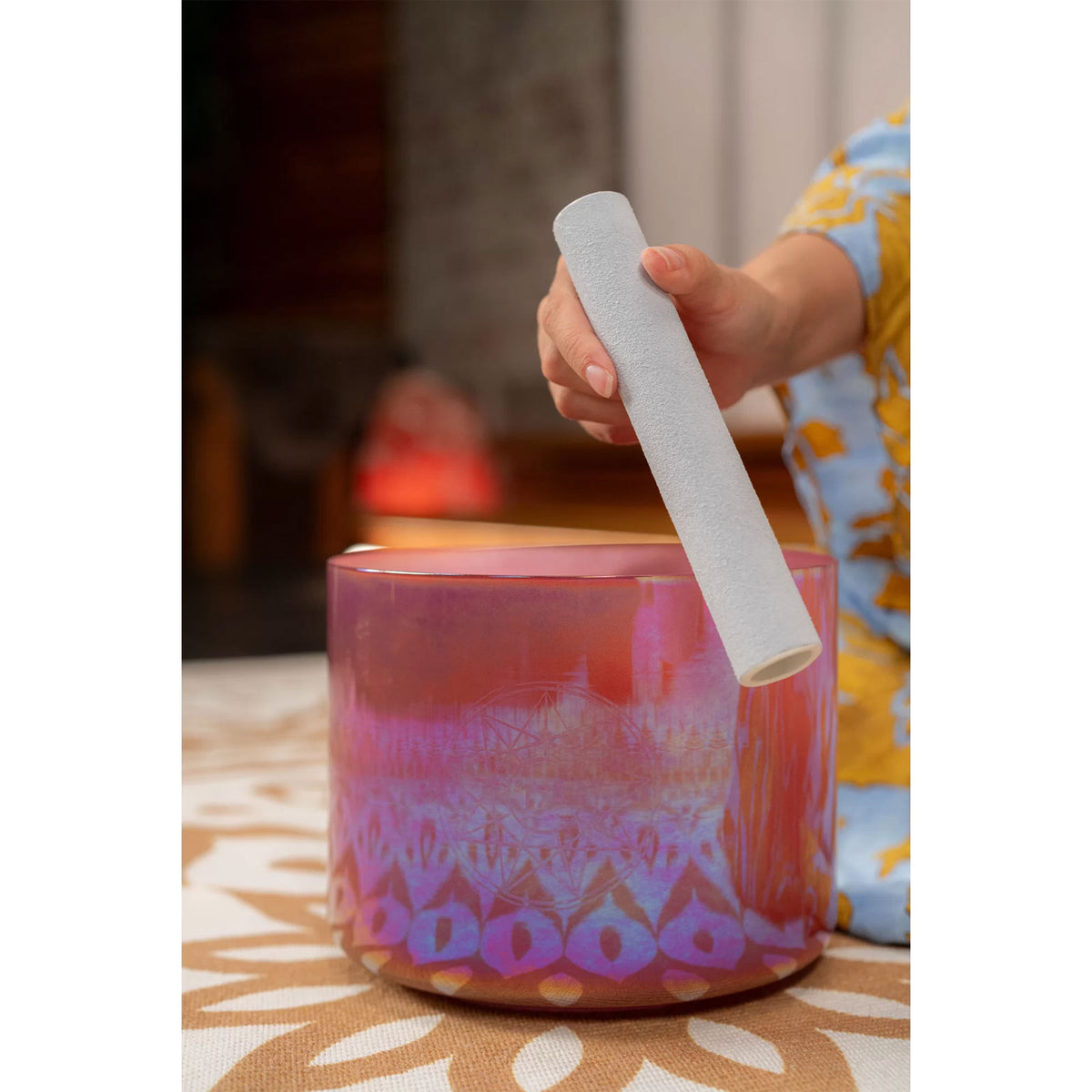 8" Essence Solfeggio Crystal Singing Bowl 174 Hz Brandy Rose