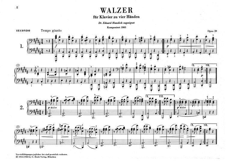 BRAHMS J. - WALTZES OP. 39