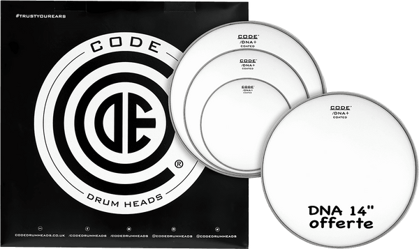 Code Drumheads Tom Pack DNA Coated Fusion 10/12/14 + CC 14" DNA Coated