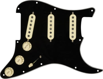 PRE-WIRED STRAT PICKGUARD TEXAS SPECIAL SSS BLACK 11 HOLE PG