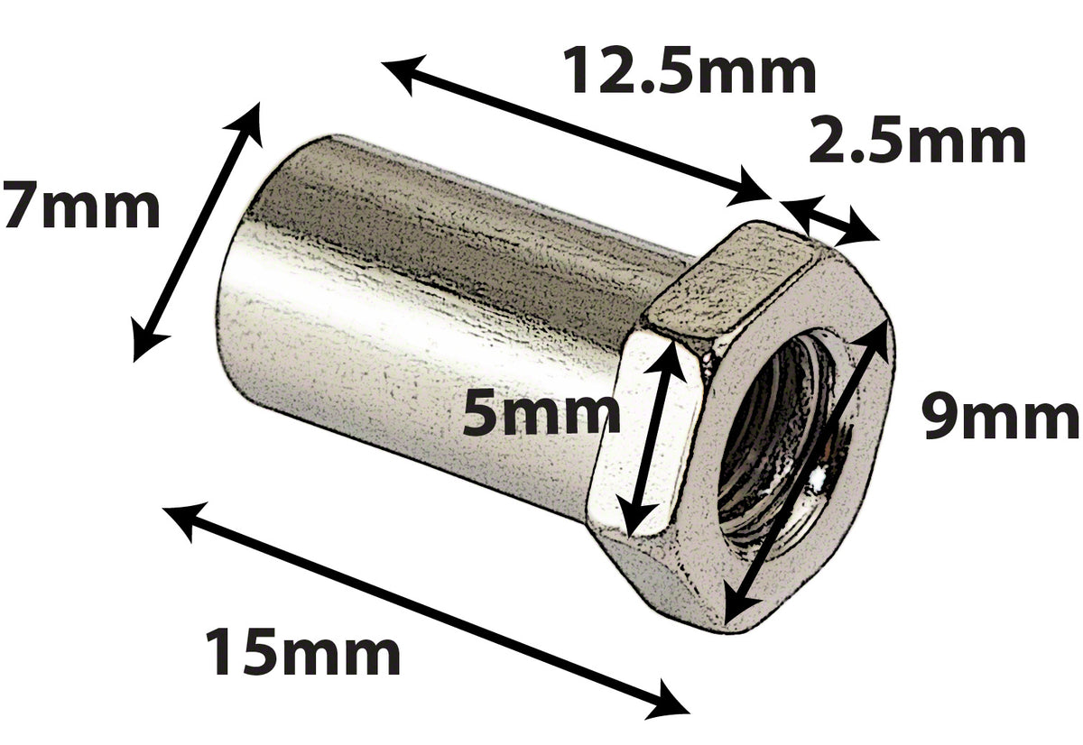 SN-HE-15B - SWIVEL NUT 15MM HEX HEAD - BRASS (X4)