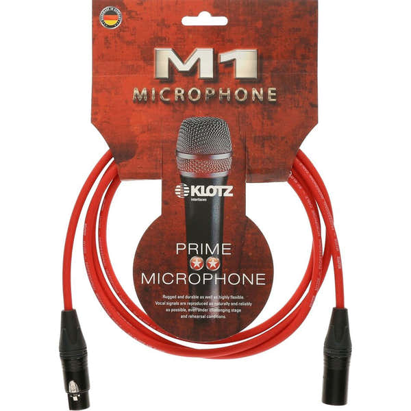 Klotz M1 MIC CABLE RED 10M XLR 3P. F/M NEUTRIK